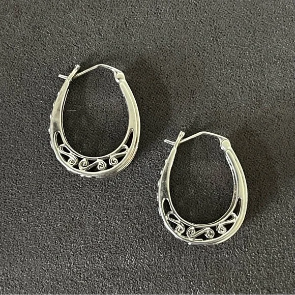 Elegant Sterling Silver 1/4 cttw Natural Diamond Hoop Earrings - Picture 3 of 9